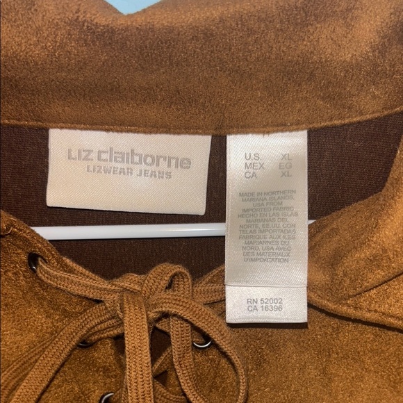 Vintage Liz Claiborne Lace-Up Top Brown Suede Look Y2K Style Size [X] - Picture 2 of 8
